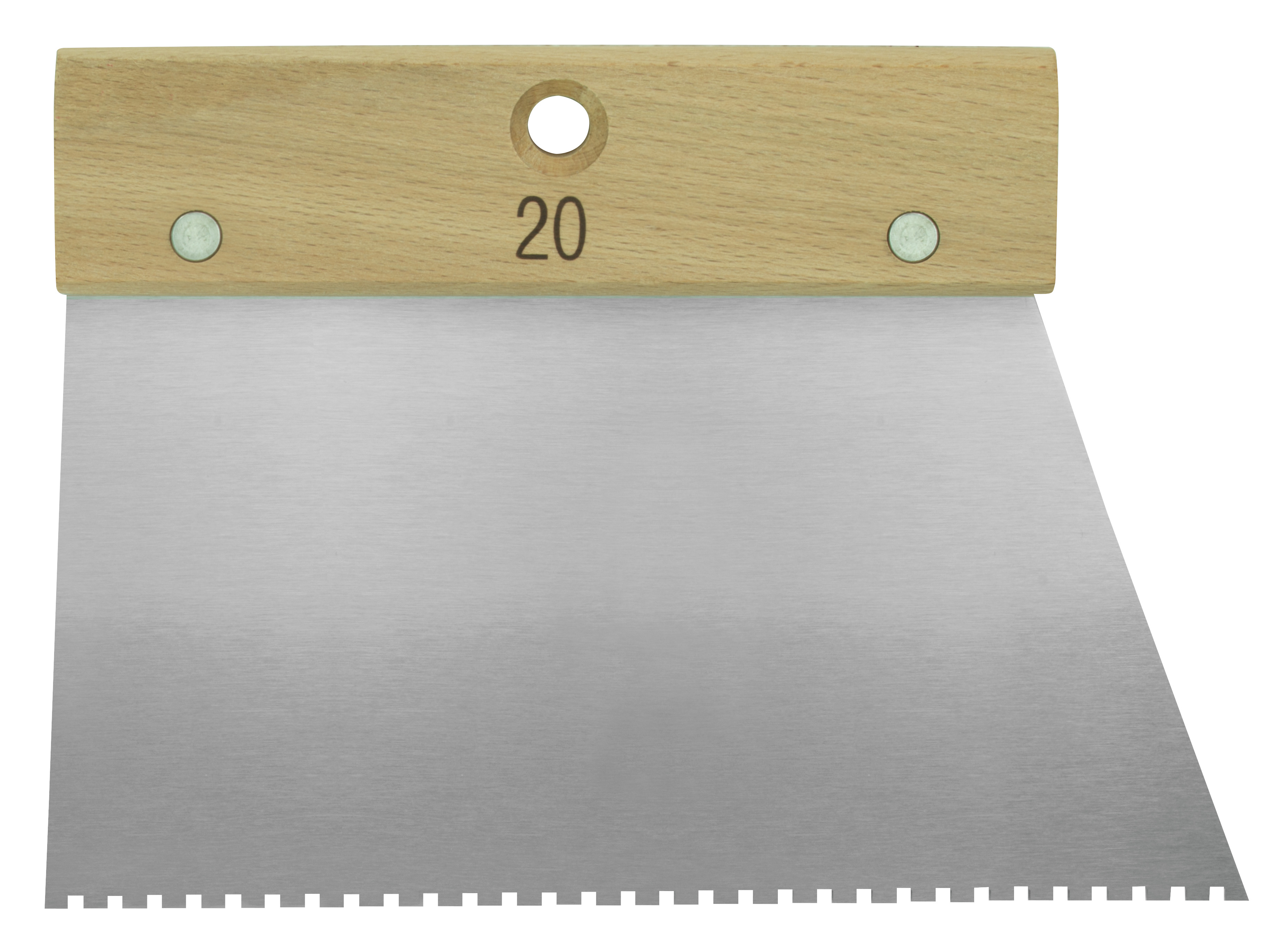 SPATULĂ DINȚATĂ, MÂNER DE LEMN 20 CM