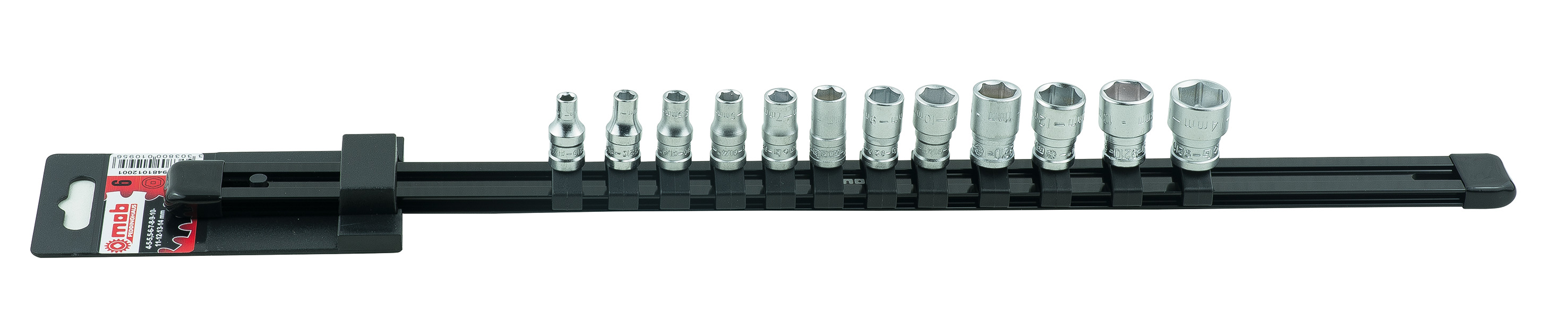 Set 12 capete chei tubulare 1/4 SH pe suport metalic
