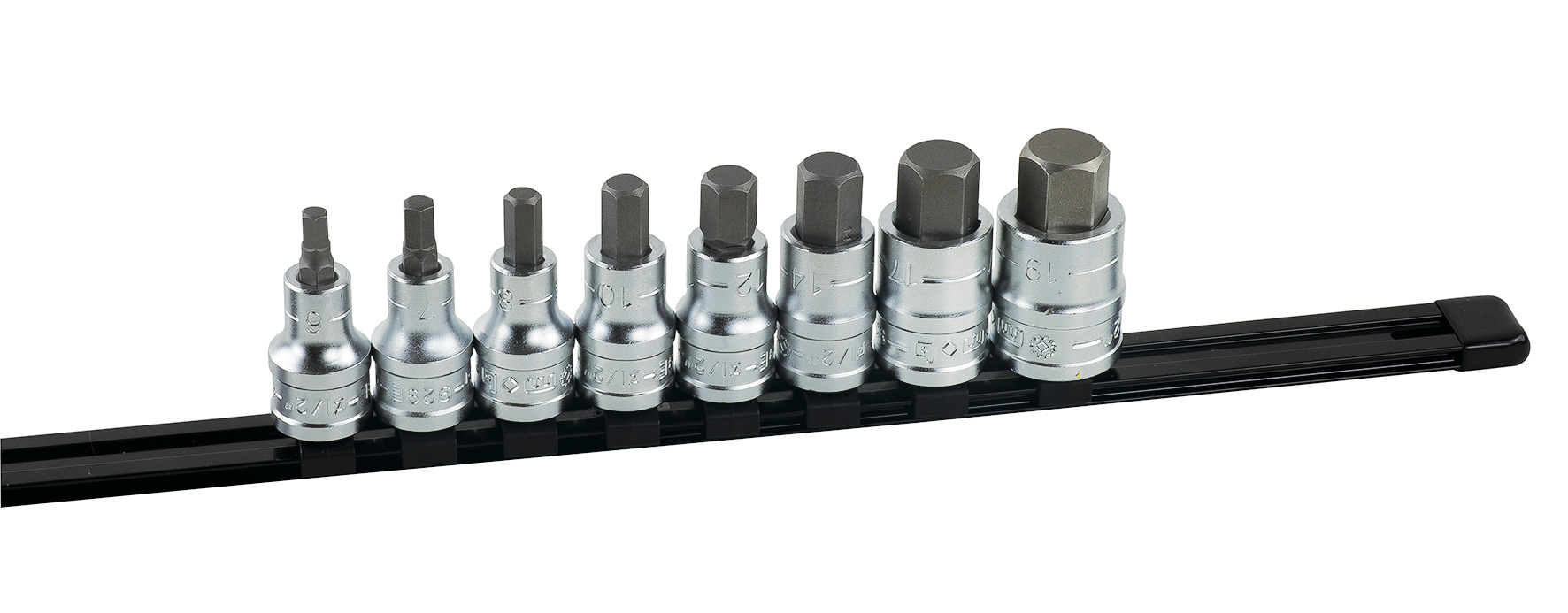6-POINT SOCKET SET, 8 PIECES, 1/2''