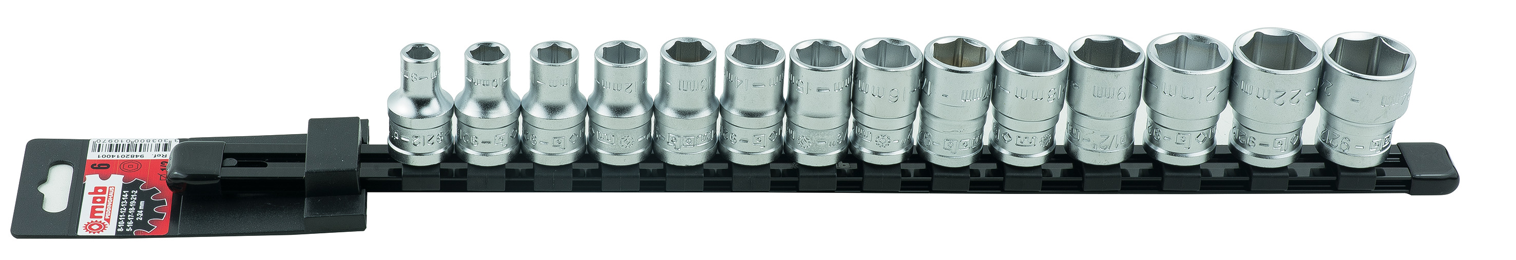 6-POINT SOCKET SET, 14 PIECES, 1/2''