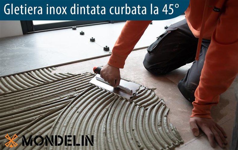 Gletiera inox dintata curbata la 45 grade